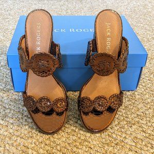 Jack Rogers Lauren Mid Heel Snake Embossed Sandals